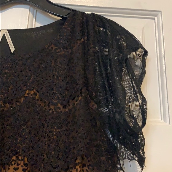 Leopard print with black lace overlay dress - Picture 7 of 10